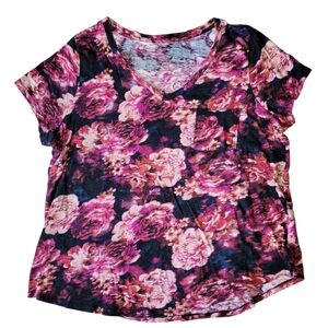 Torrid V Neck Cotton Floral Print Pocket Tee Plus Size 2 2x